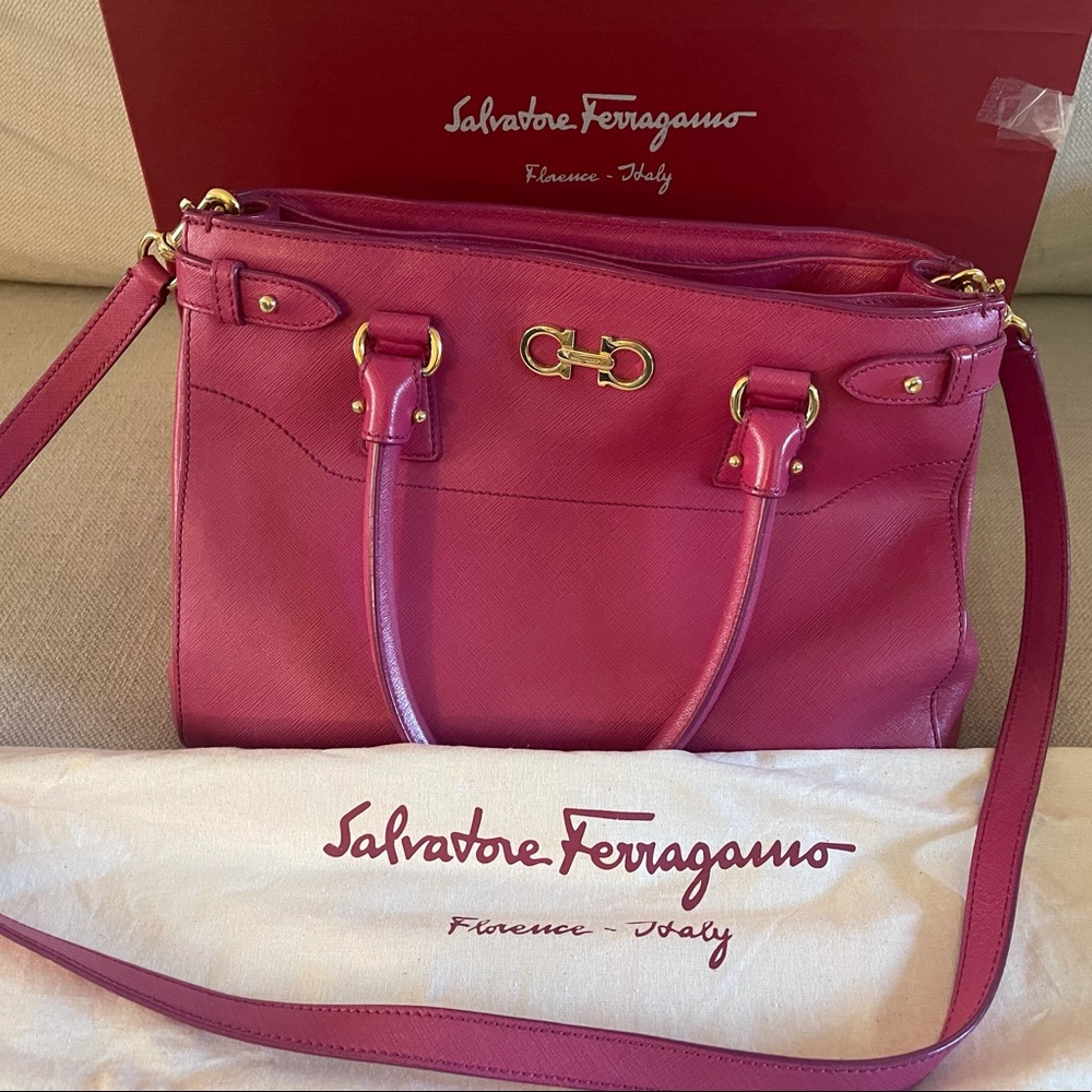 Salvatore Ferragamo leather handbag, box dust bag